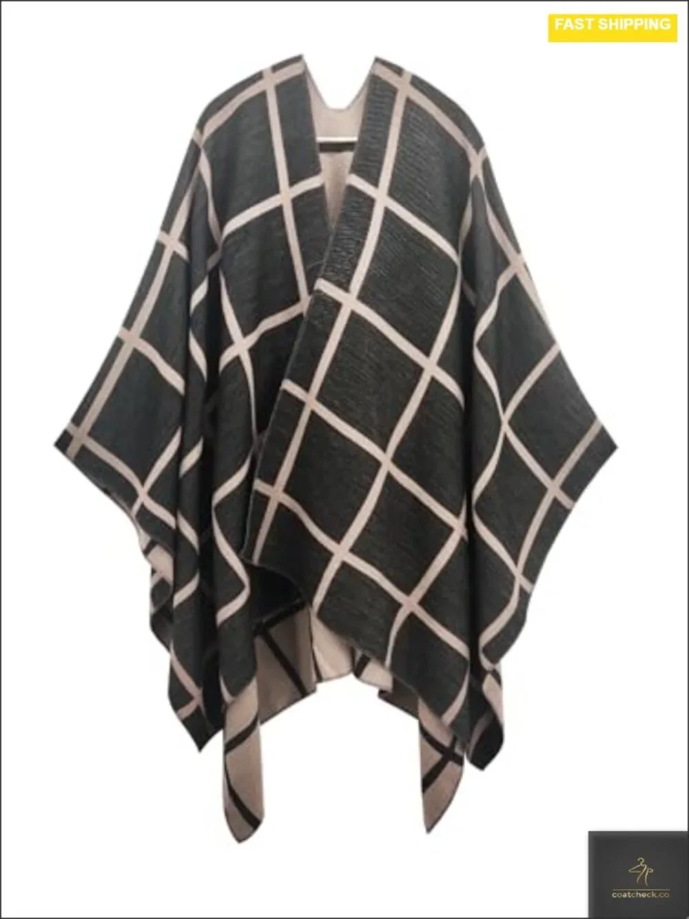 Womens Reversible Shawl Wrap Poncho Cape Cardigan Soft Open Front